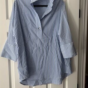 Tuckernuck Blue and White Striped Blouse